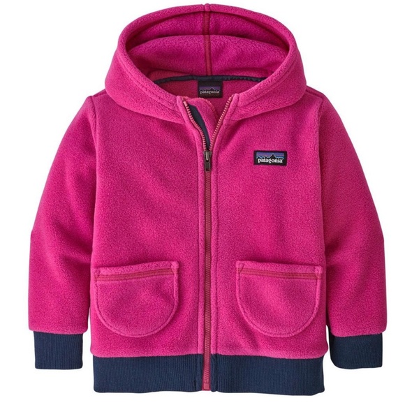 Patagonia Girls pink synchilla Jacket with hoody Size 5T rare - Picture 1 of 5
